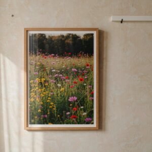 Wildflower Meadow paint by numbers kit framed Framed paint by numbers canvas of a summer meadow with cosmos and poppies
